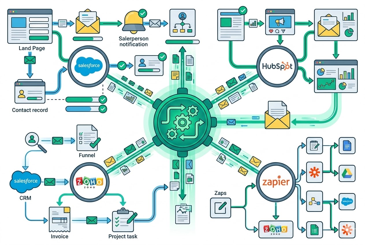 Seamless robust CRM and API integrations mapping for Hubspot and Salesforce